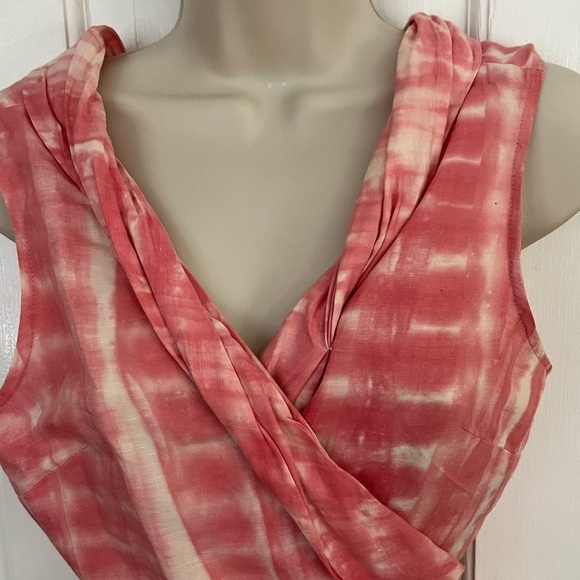 Calypso St. Barth Pink Shibori Dyed Wrap Dress Size Small Summer Linen Cotton - Picture 4 of 15
